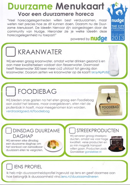 Duurzame menukaart